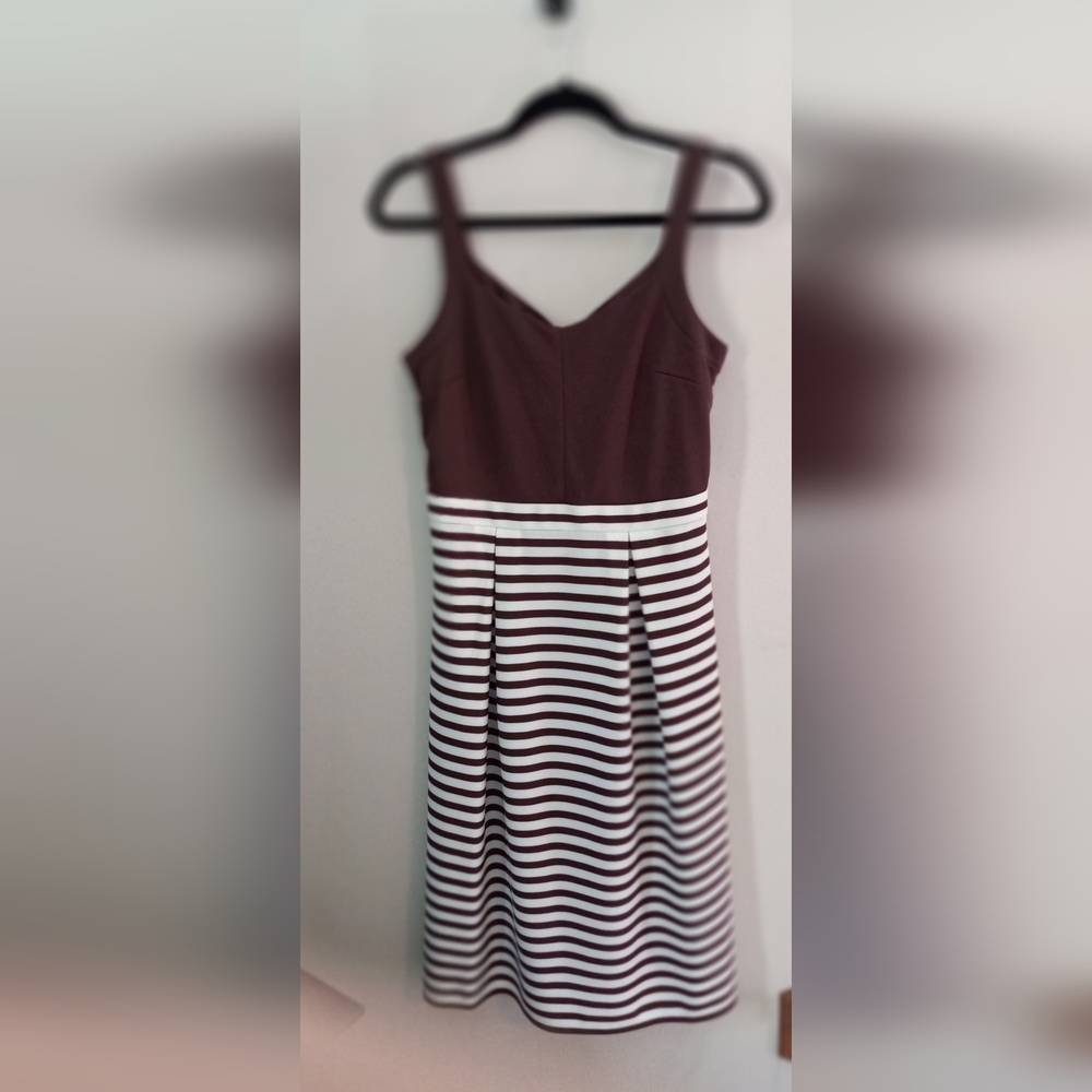 Charming Charlie Exclusive Women's Brown and White Stripe Dress Size Medium
